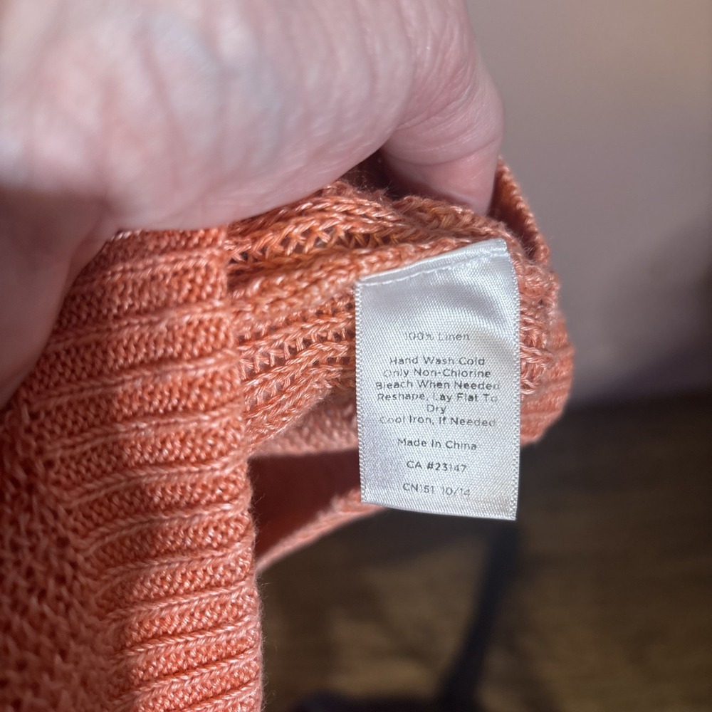 Talbots 100% Linen Sleeveless Sweater Sz XL. Peach Color. - Picture 4 of 7